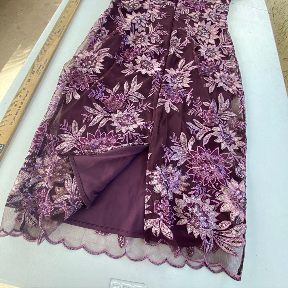 NEW Alex Evenings Embroidered Floral Lace Cocktail Dress Cap Sleeves Size 6 Plum - Picture 14 of 14